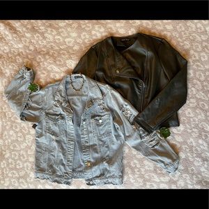 Like New Shein Women's X, XL Denim and Faux Leather Jacket Bundle